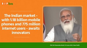 India has 1.18 billion mobile phones and 775 million internet users, more than population of many nations. Data consumption is among the highest and cheapest globally. Indians are the largest users of social media. This diverse and extensive market awaits innovators: PM Shri Narendra Modi | Bharatiya Janata Party (BJP)