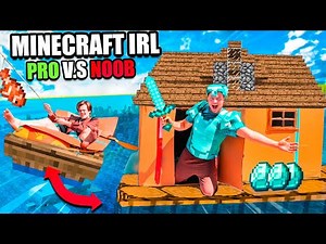 Minecraft IRL Noob Vs PRO Floating Box Fort 24 Hour Challenge!