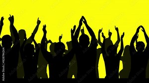 4K crowd silhouette animation with isolated background in alpha channel.