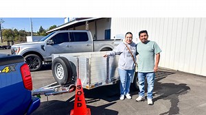 First time trailer owners picked out a new Mission 548 with high sides! Put it to good work with some fall cleanup! | M&G Trailer