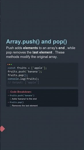 ⚡ Array.push() and pop() - JavaScript Trick You NEED to Know #Shorts