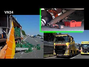 VN24 - Semi-truck crashes into a broken-down truck on the shoulder of the A2 Motorway near Lünen