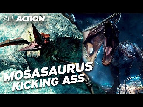 Mosasaurus Kicking Ass (Jurassic World Trilogy All Scenes) | All Action