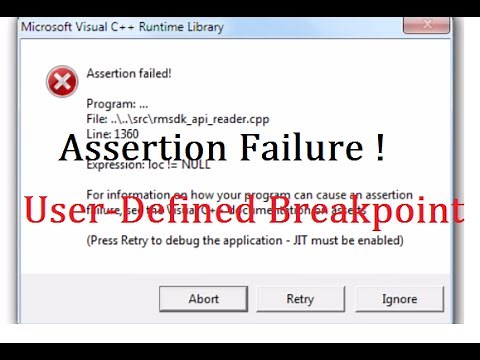 Assertion failure Visual C++ Runtime Library. Application has encountered a user-defined breakpoint