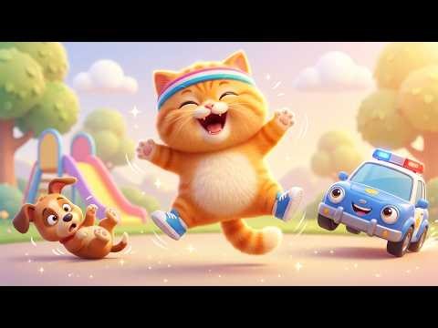 Kids Exercise Song – Kitten Workout Time! 2 🐱 | Dog Song for Kids 🐶 | Zoom Zoom Police Car Song 🚓