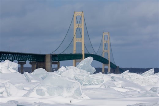 Mackinac Bridge closes as ice falls 100s of feet from towers, cables
