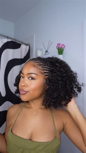 Candice Jones on Instagram: "Spring hairstyle inspo🌸 Gave my wig a break and styled my natural hair into this half braid, half braid and curl style and she was cuteee (even got some clip-in allegations lmao) Let me know if you’ll be doing this one! @sheamoisture curl enhancing smoothie @sheamoisture edge gel @sheamoisture frizz free curl mousse @sheamoisture styling gel @sheamoisture smooth and shine oil"