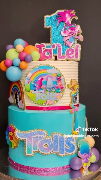 1st Birthday Cake #trolls #tiktokcake #ShesMakingSweets #cakeartist #houstonbaker #troll