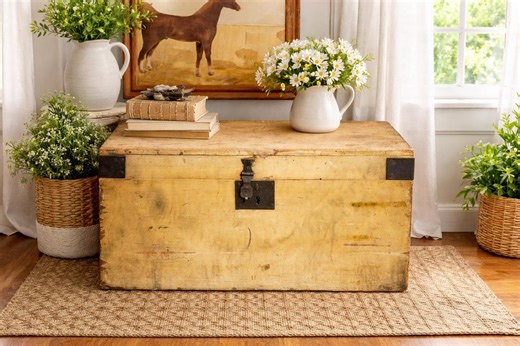 Rustic Hand Painted Antique Country Wood Box Storage Chest Trunk Home Decor Farmhouse Style - Etsy