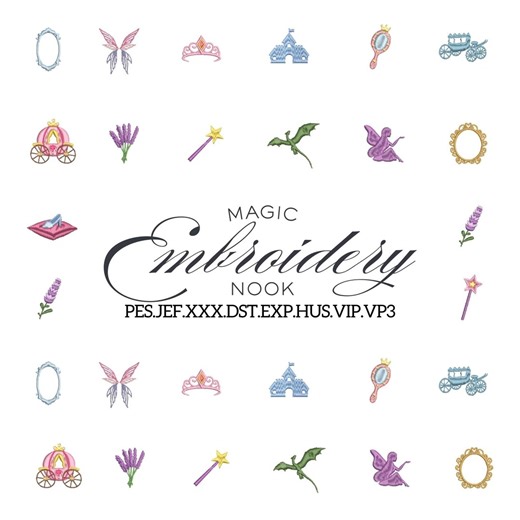 Mini Fairytale Princess Embroidery Icon Bundle. Fantasy Motif Stitching Featuring Magical Storybook Designs With Pastel Magical Themes. - Etsy
