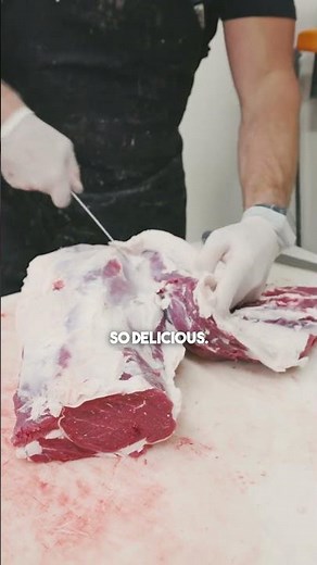 Removing the spinalis off of a beef rib section. 🔪 #shorts