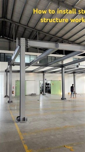 How to install steel structure work #skills #works #factory #youtubeshorts #welding