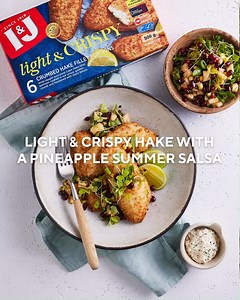 Enjoy the refreshing flavours of this Light & Crispy Cape Hake fillet portions paired with fresh pineapple salsa. This delicious dish is as easy to make as it is good for you! You’ll find the link in the comments below for a full guide on how to make it, from our website. | I&J