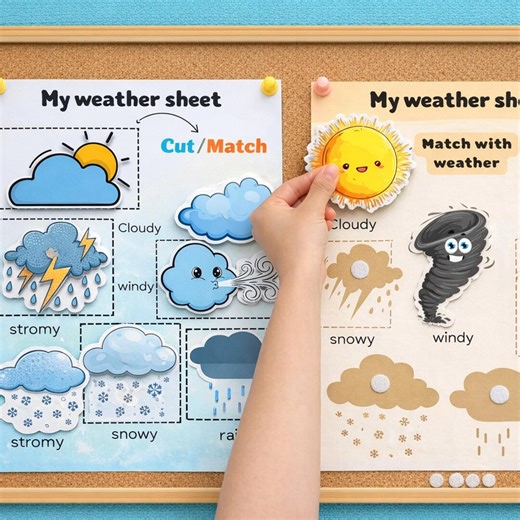 Weather Matching Activity, Preschool Montessori Printable, Worksheets Sorting ,homeschool Quiet Time Activity - Etsy