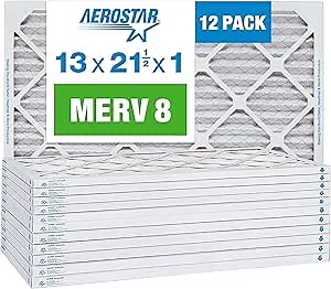 Aerostar 13x21.5x1 MERV 8-12 Count - High Efficiency Pleated HVAC, Furnace & Air Conditioner Filters - Removes Dust, Lint, Mold & Allergy-Causing Pollen