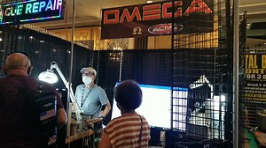 Very proud of our team. This is by far the biggest booth we have ever done at a pool tournament - with 3 huge columns being right in the middle of the booth were challenging - but they did it. | OmegaBilliards.com