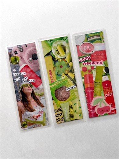 Green Summer Collage Bookmarks | Laminated Reading Accessories, Set of 3 - Etsy