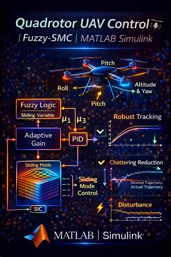 Matlab projects Code | 🚁⚙️ Quadrotor UAV Control using Fuzzy Sliding Mode Control (Fuzzy-SMC) in MATLAB Simulink 🌐 www.matlabprojectscode.com 🔹 WhatsApp: +91... | Instagram