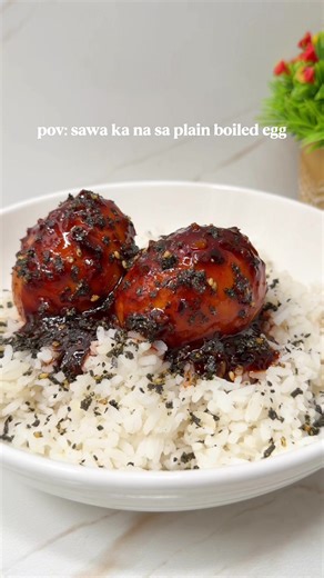 Egg but make it extra. 🥚 you'll need: - 5 eggs - butter or margarine - garlic - 1 tbsp gochujang - 1 tbsp chili oil - 1 tbsp soy sauce - 2 tbsp honey or brown sugar - 1/4 cup water