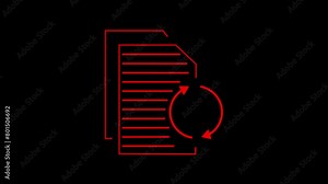 Animated document flow white icon. Loading digital file line animation. Paperless office. Paperwork management. Document, report, paper electronic icon.