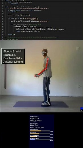 Digital Personal Trainer. Real-Time Muscle Activation Using Python & Mediapipe 💪 #python #fitness