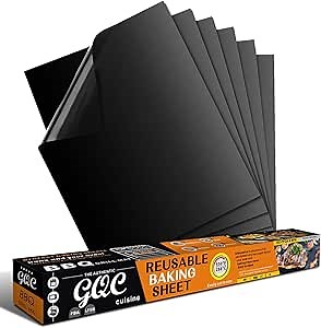 BBQ Grill Mat, Non-Stick Grill Cooking Mat Teflon Reusable Barbecue Baking Mats, Heavy Duty,Easy to Clean - Works on Electric Grill Gas Charcoal BBQ (6X(33X40) cm)
