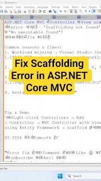 ASP.NET Core MVC Scaffolding Error Fix – 'Scaffold Not Found' Quick Solution Hindi