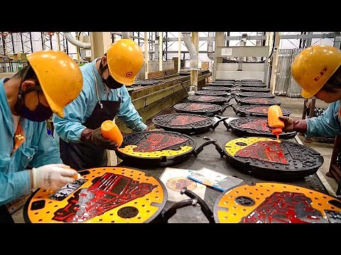 Amazing art work on the street! Manhole mass production process.Japanese Manhole cover