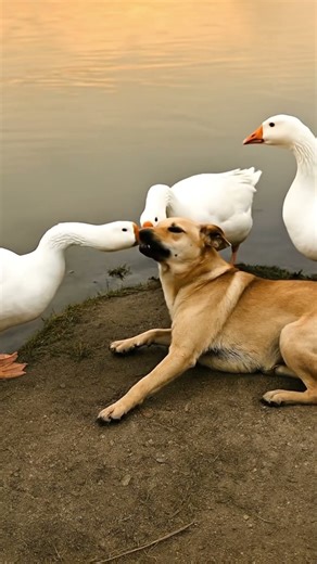 🐶 Goose vs Dog | Funny Animal Fight | Geese Drag the Dog | Must Watch Animal Moments 😂 #funny