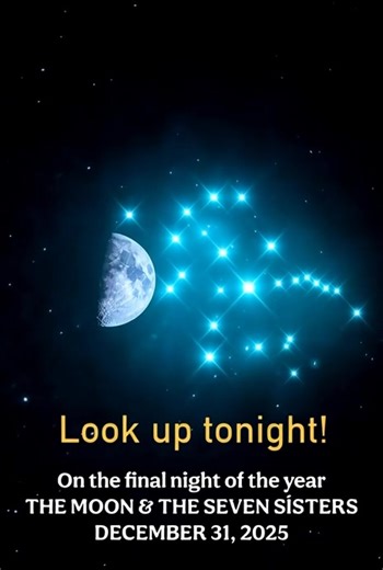 🌙✨ Tonight, the last night of 2025 A nearly full Moon drifts gently beside the Pleiades, the Seven Sisters, as if giving the year a soft, luminous farewell. No telescope needed just clear skies and a few quiet minutes after sunset. Binoculars will reveal the cluster’s faint glow, but even the naked eye can catch this simple, timeless beauty. Best viewing tonight: 1–3 hours after local sunset, looking east to southeast • US West Coast (PST): 5–7 PM • US East Coast (EST): 6–8 PM • UK (GMT): 4–7 P