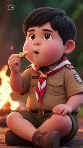 animasi pramuka lucu sedang api unggun