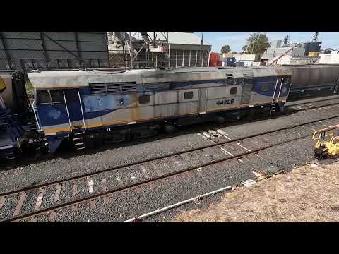 44208 push back hoppers at Manildra NSW. Tue 21st Jan 2025