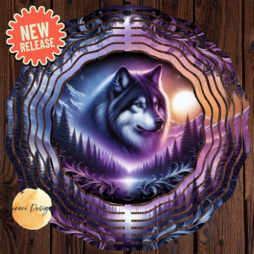 Grey Wolf Wind Spinner Design - Mountain Landscape / Sublimation / Coasters / Wreath Center / Door Hanger PNG (digital Download) - Etsy