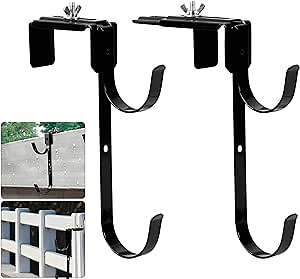 2PCS Adjustable Metal Pool Pole Hooks, Heavy Duty Fence Hangers/Hooks for Pool Poles, Pool Brush, Pool Skimmer, Use to Hang Pool Equipment on Pool Fence/Wall, Rust Resistant