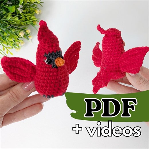 Crochet Bird Pattern, Amigurumi Red Cardinal, Crochet Keychain Pattern - Etsy