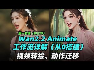 Wan2.2 Animate工作流搭建讲解 视频转绘动作迁移 | 教程 | 动作迁移 | 工作流搭建 | comfyui | Wan2.2 | 讲解视频 | AI视频 | Animate |