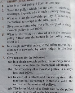 What is a fixed pulley? State its one use.Name the pulley whic... | Filo
