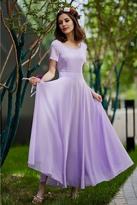 Purple Chiffon Wedding Dress, Bridesmaid Dress, Summer Women Wedding Guest Dress, Prom Dress, Cocktail Dress, Prom Dress, Xiaolizi 5822 - Etsy