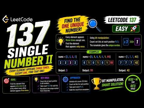 LeetCode 137 : Single Number II | #leetcode #cpp #coding #dsa