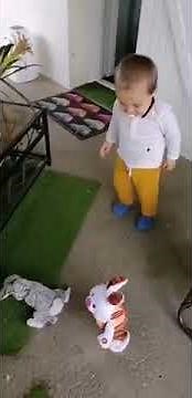 Stuffed Rabbit Toy Gets Awkwardly Stuck With Robotic Bunny Toy When Toddler Flings It to Floor