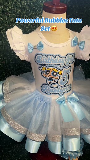 Bubbles Tutu Set #powerpuff #powerpuffsgirls #bubbles #bubblestuts #powerpuffgirlsinspiredoutfits #custom #customtutus #trending #bdayoutfit #kidscustoms #detroittutu #detroit