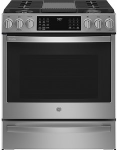 GE Profile ADA 30 In. Fingerprint Resistant Stainless Steel Smart Slide-In Convection Gas Range With Air Fry - PGS930YPFS