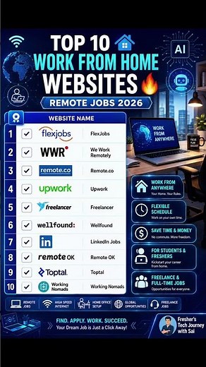Top 10 Work From Home Websites 2026 🔥 | Genuine Remote Jobs for Freshers