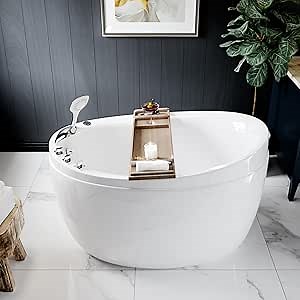 Empava Whirlpool Tub,48 in Freestanding Air Jetted Bathtub, Japanese Soaking Tub with Pre-Molded Seat, 36 Air Jets for Spa-Like Relaxation, Glossy White Luxury Acrylic Design - Amazon.com