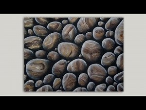 Acrylic Painting Beach Rocks on Canvas Tutorial / Easy Painting Technique