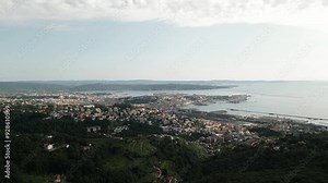 Panorama Of Trieste City Port On The Gulf of Trieste In Northeast Italy. Aerial Shot