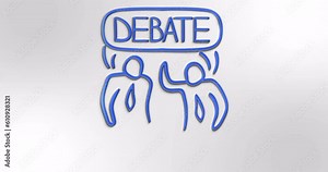Immerse yourself in the world of debates through captivating animations. Witness the exchange of ideas, arguments, and perspectives as political candidates engage. Line animation. Stock Video