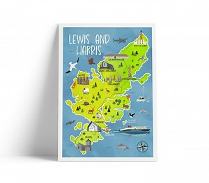 Lewis and Harris Illustrated Map Print | Isle of Lewis & Harris | Scottish Island Wall Art | A4 A3 Poster - Etsy UK
