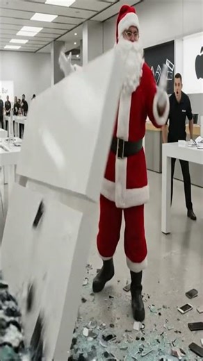Angry Santa DESTROYS Entire Apple Store Display #shorts
