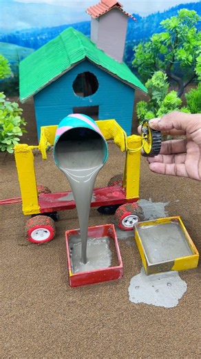 🚜 Amazing Mini Tractor Cement Pillar Baige Making | DIY Construction Machine 😱 #shorts